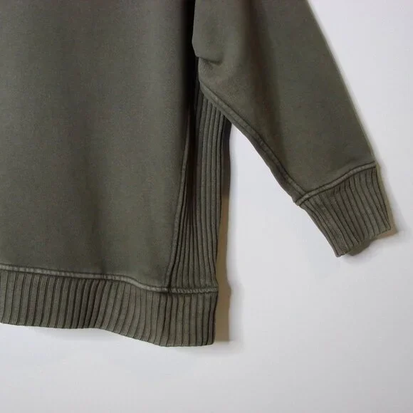 Aerie Down To Earth Crew Sweatshirt Olive Green Oversized Ribbed Small Medium L - Picture 10 of 14